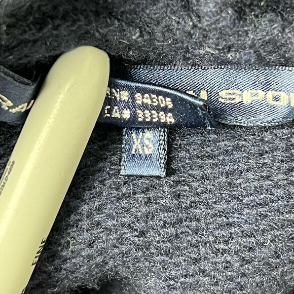 Vintage Ralph Lauren Sport Duffle Coat Mens XS Blue Navy Wool Toggle Hood Trench - Picture 4 of 5